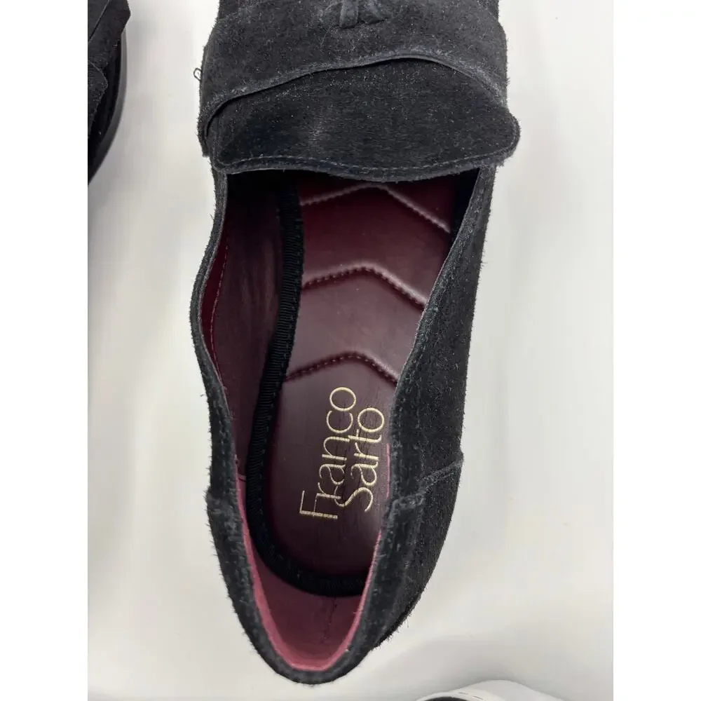 Franco Sarto Jolie Loafer Black Suede Tassel Kiltie Slip On Flats Size 8